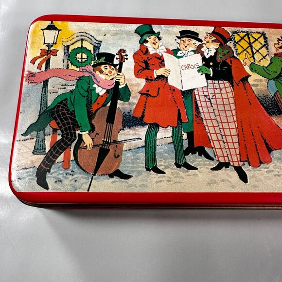 Charles Dickens Christmas Carolers Candy Tin Vintage Candle Tin Home 1960 - Picture 2 of 13